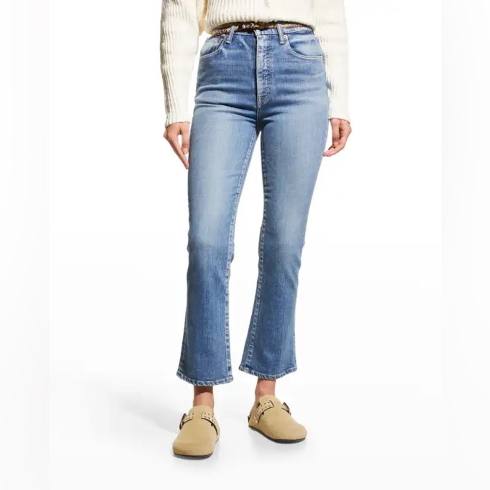 Moussy Vintage Cardeno Flare-Hi‎ Jeans Medium Wash Blue Cotton Blend Size 30 NWT